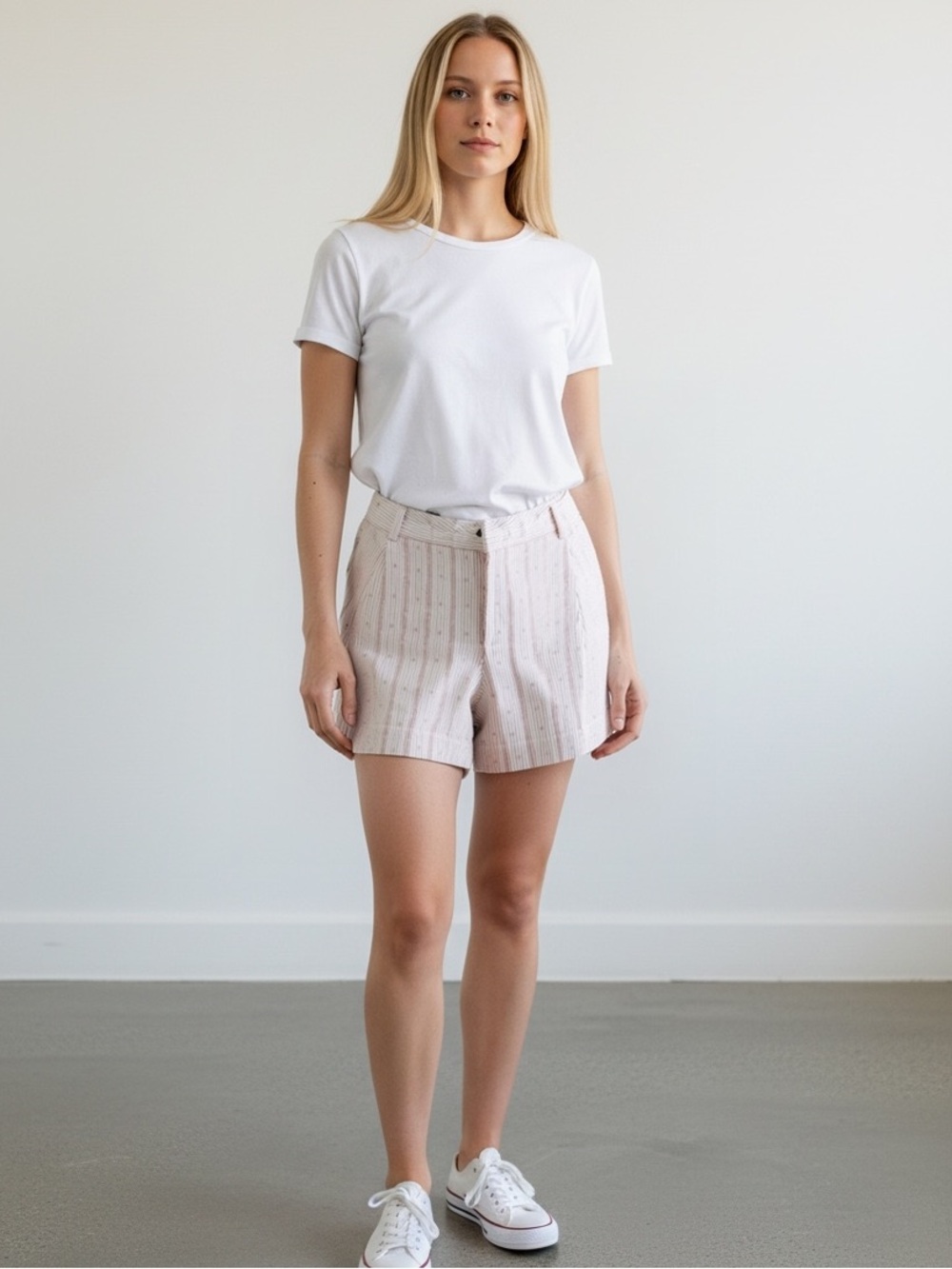 ATM Anthony Thomas Melillo Red and White Lined Striped Bermuda Shorts